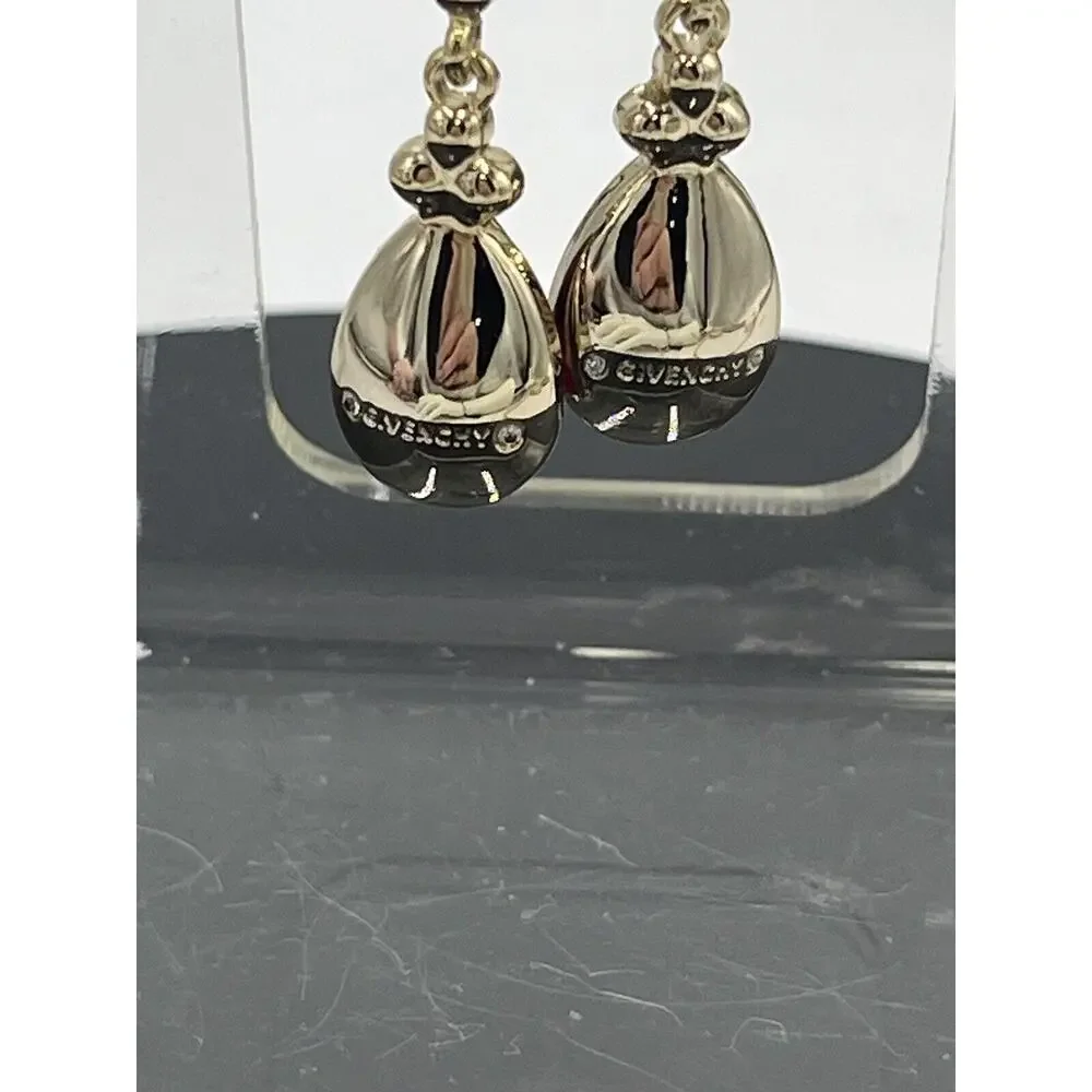 Givenchy Womens Gold‎ Tone Red Clear Crystal Dangle Drop Lever-back Earring New